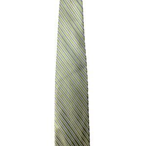 Izod 100% Silk Green Silver Horizontal Stripe Neck Tie One Size OS Modern